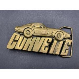 Vintage CHEVROLET CORVETTE Solid Brass Belt Buckle Baron Buckle 1980